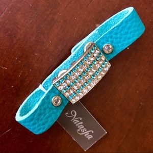 Natasha leather strap rhinestone bracelet